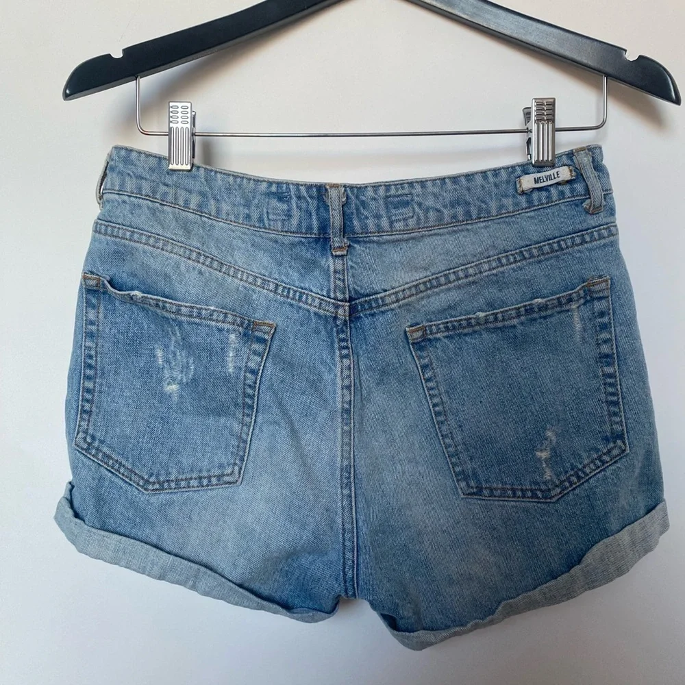 Melville shorts exposed button‎ fly distressed
